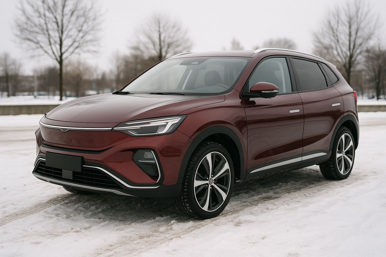 MG Marvel R i vintersnön på en avlägsen bergsväg, belyser dess vinterprestanda.